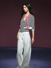 Contrast Stripe Halter Camisole Tank Top & Cardigan Set - CHINASQUAD