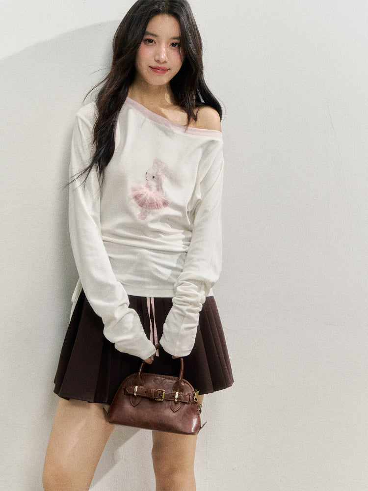 Asymmetric Shoulder 3D Bunny Long-Sleeve T-Shirt - CHINASQUAD