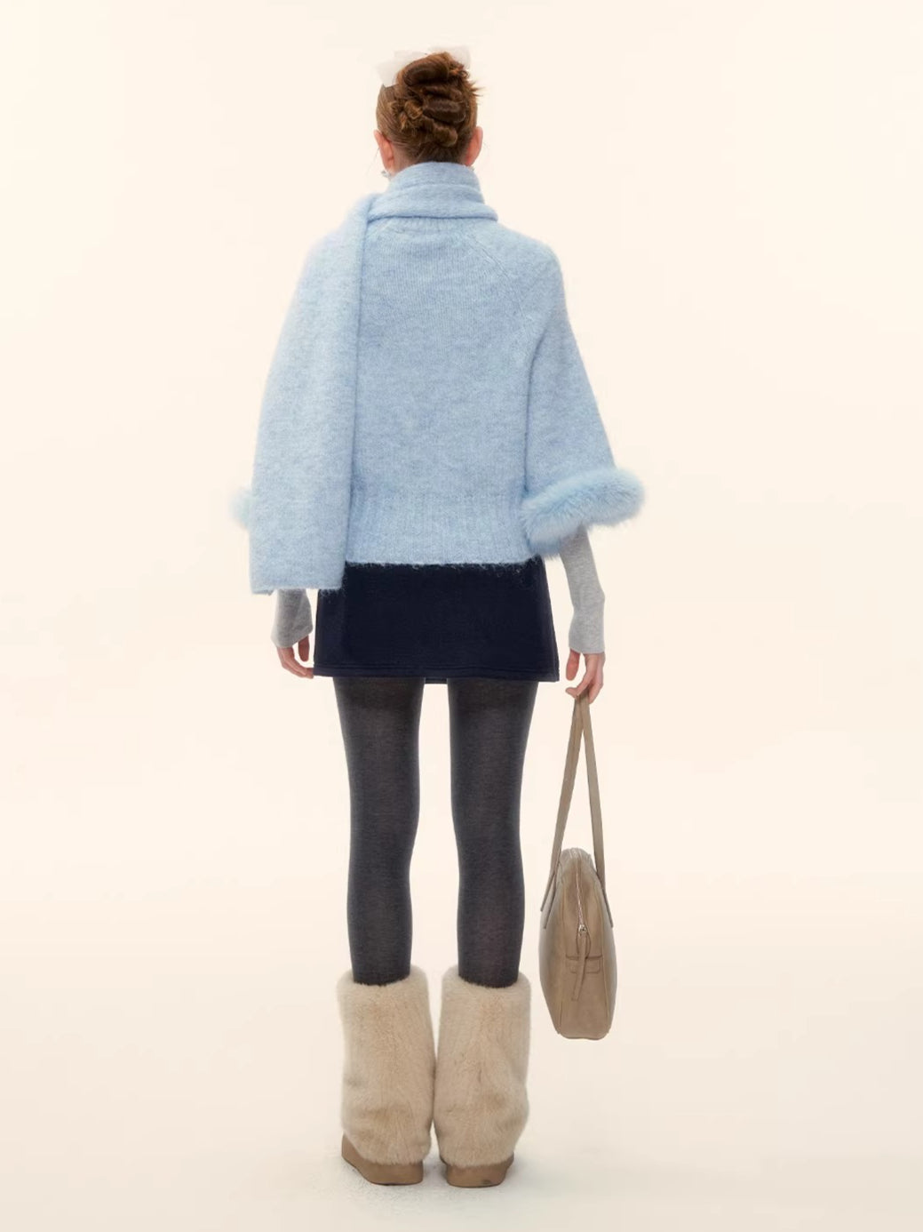 Wool-Blend Cable-Knit Batwing Scarf Sweater