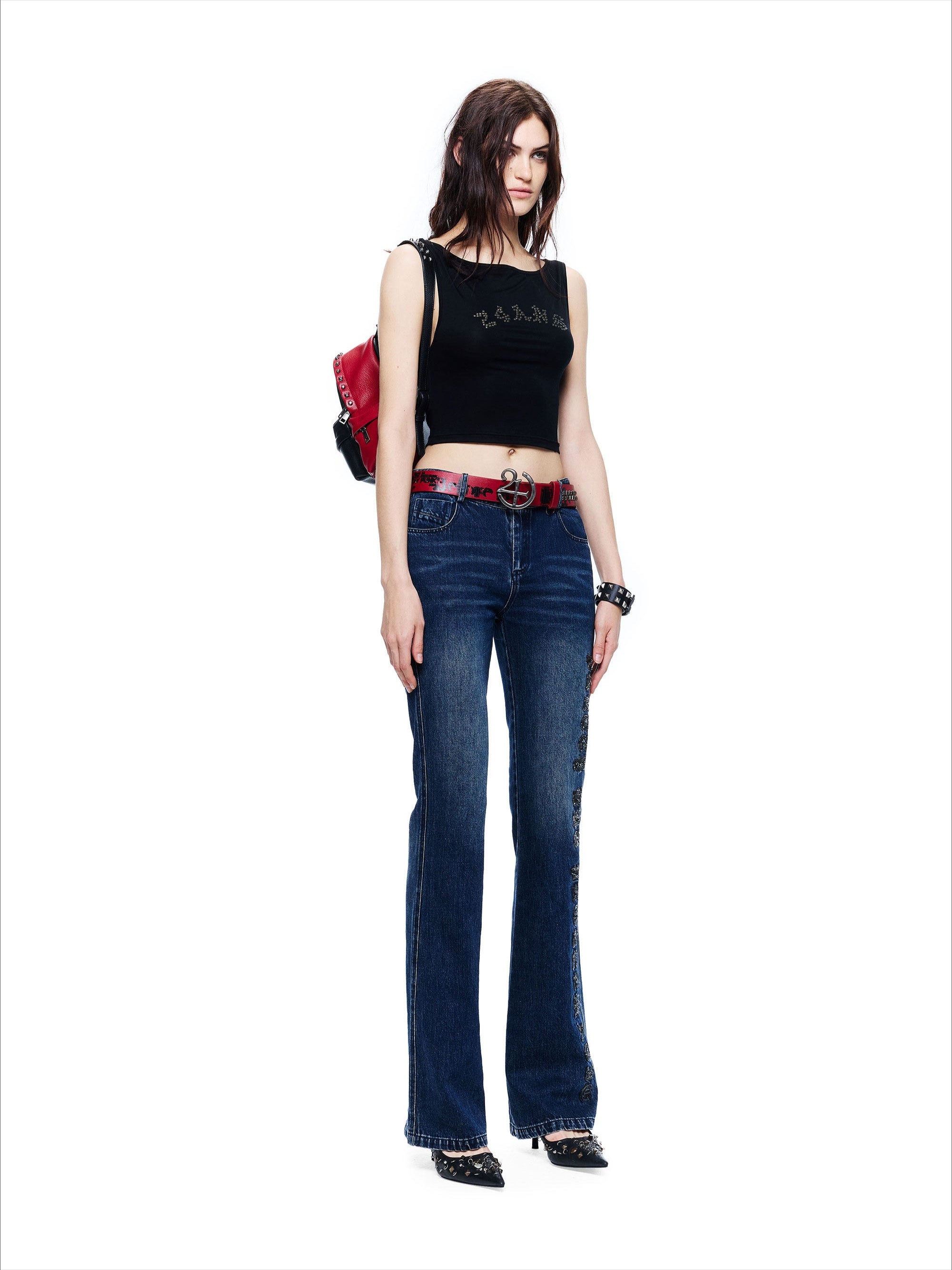 Enzyme-Washed Straight Denim Pants