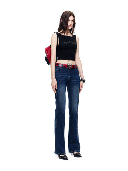Enzyme-Washed Straight Denim Pants
