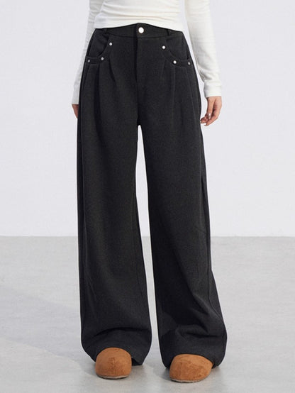 Wool-Blend Wide-Leg Trousers