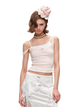 Asymmetrical Lace Trim Layered Knit Camisole 1Jinn Studio
