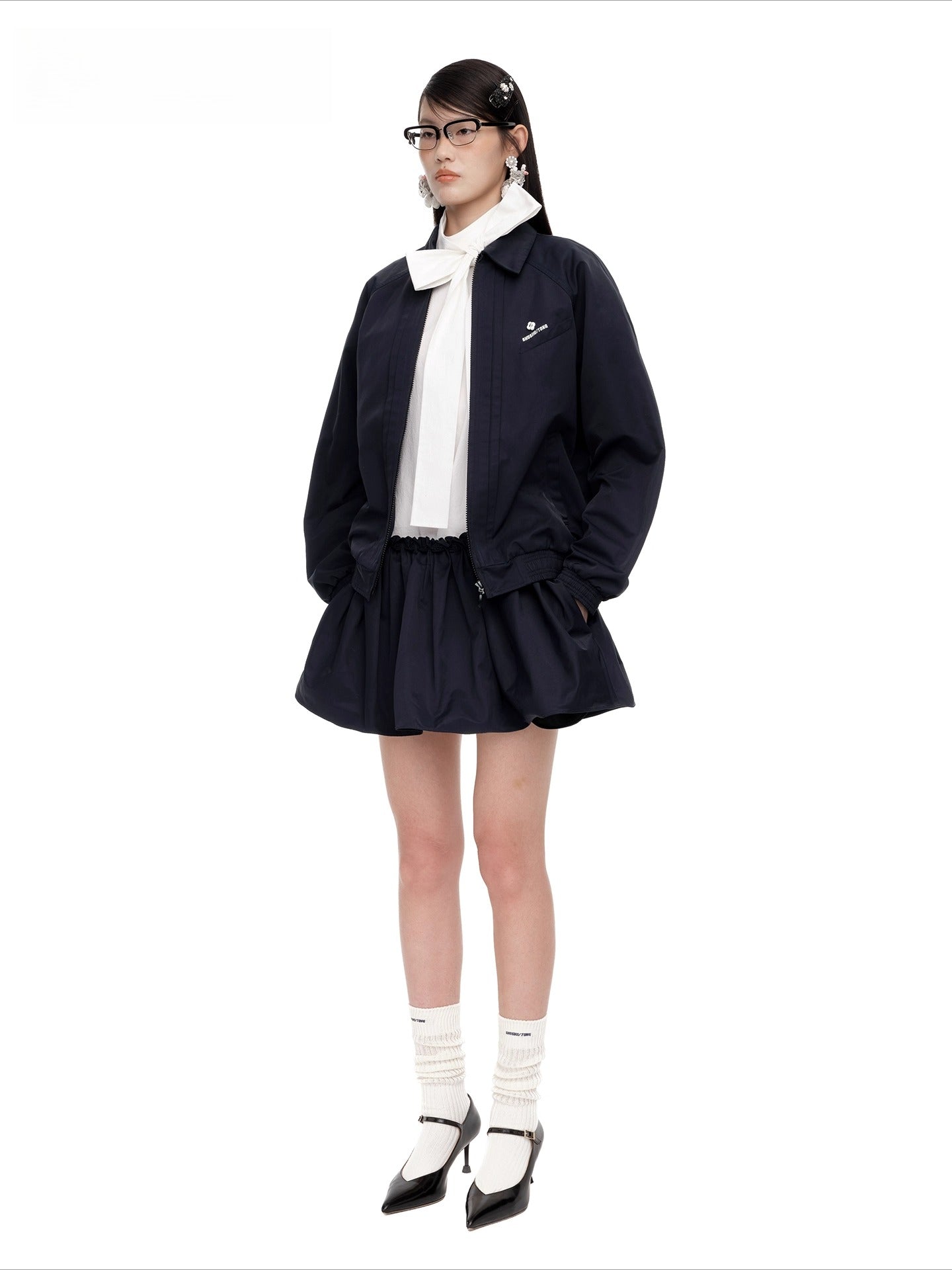 Tuck-Detail Minimalist Track Jacket