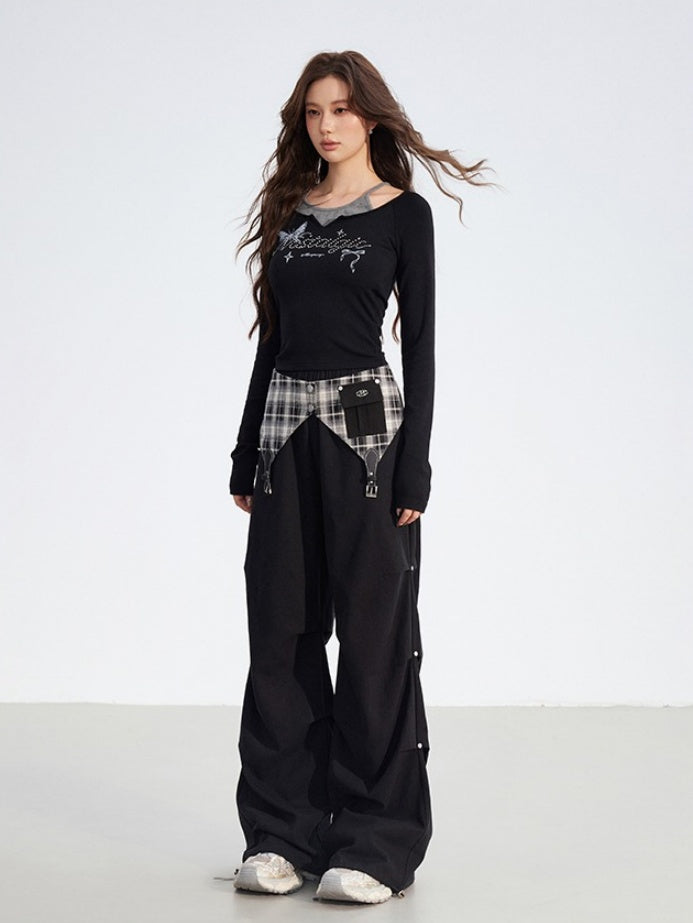 Butterfly Print Layered Slim-Fit T-Shirts
