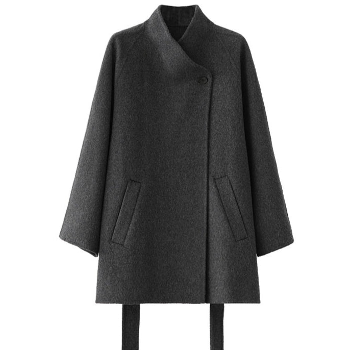 Tie-Belt Mid-Length Double-Faced Wool Jacket