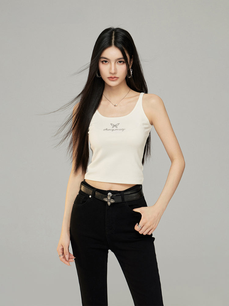 Sparkling Diamond Fine Strap Versatile Tank Top