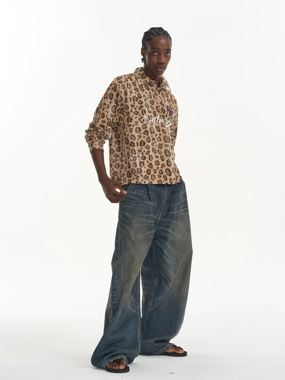 Leopard Print Sport Polo Shirt