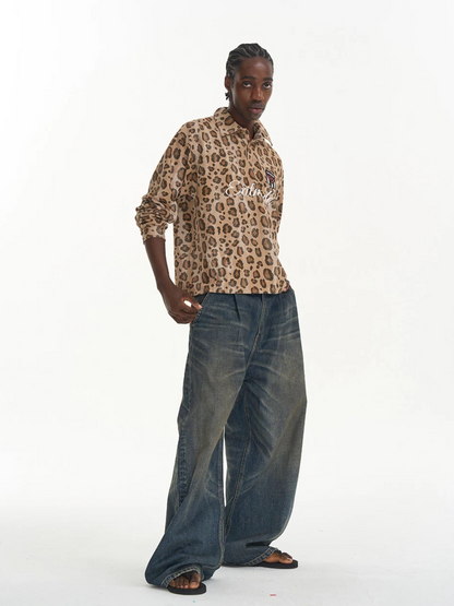 Leopard Print Sport Polo Shirt