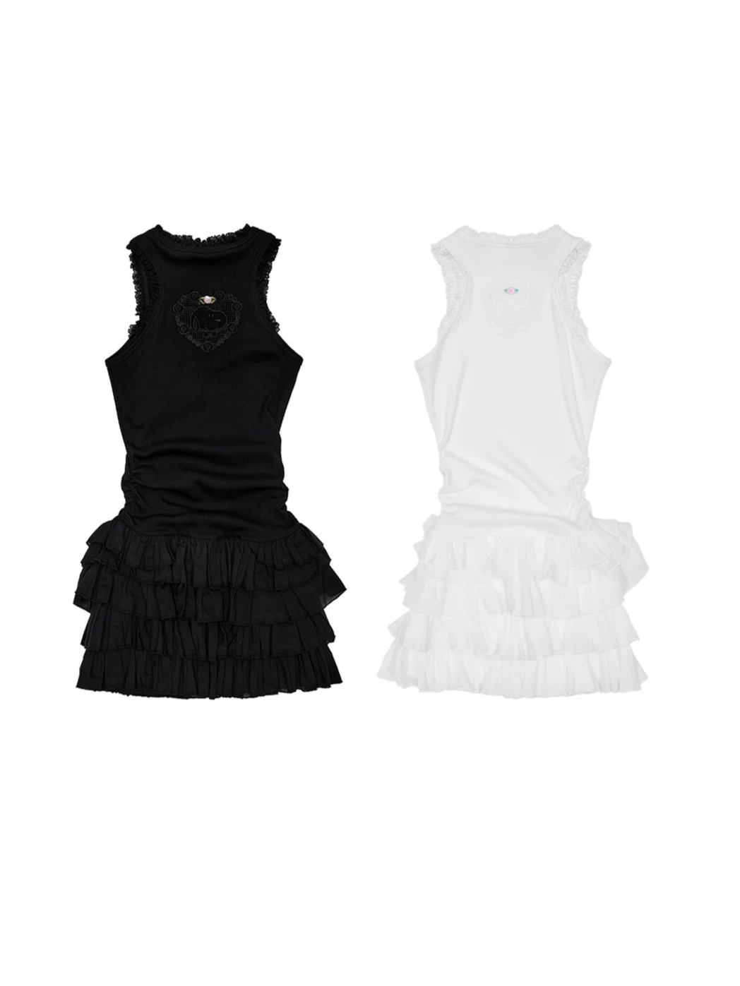 Snoopy Lace Patch Tiered Tank Dress 1Jinn Studio