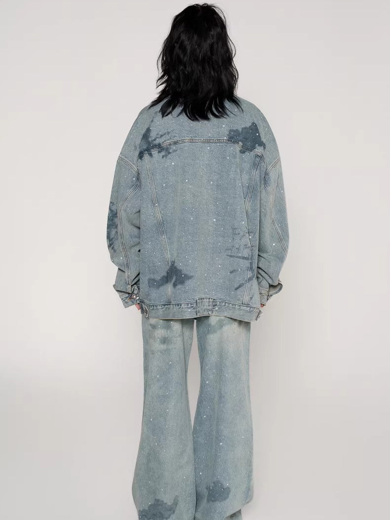 Rhinestone Nautical Map Denim Jacket