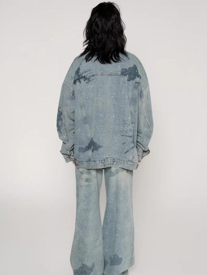 Rhinestone Nautical Map Denim Jacket