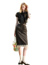 Natural Cotton Bow-Tie Shirt & Skirt Set - CHINASQUAD