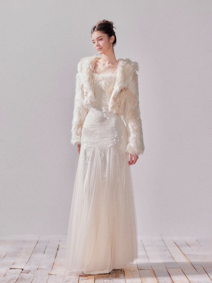 Snowmist Faux Fox Fur Toggle Cropped Jacket