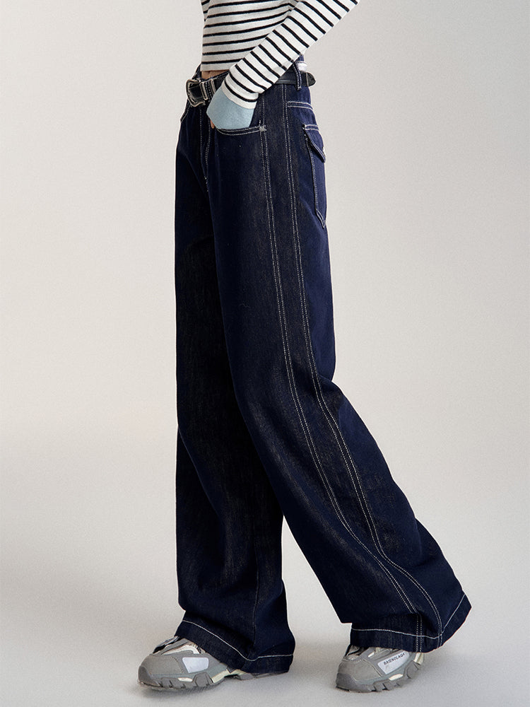 High-Waisted Zip Slim-FitFloor-Length Jeans