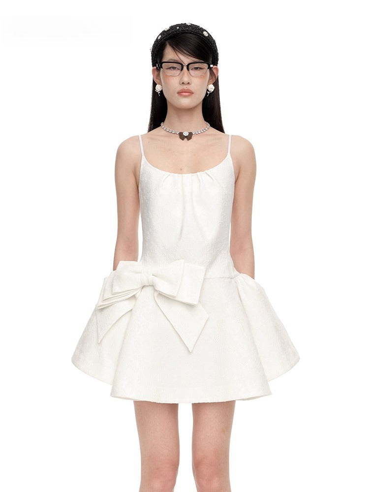Bow-Detailed Satin-Blend Midi Slip Dress