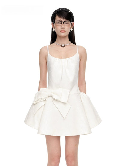 Bow-Detailed Satin-Blend Midi Slip Dress