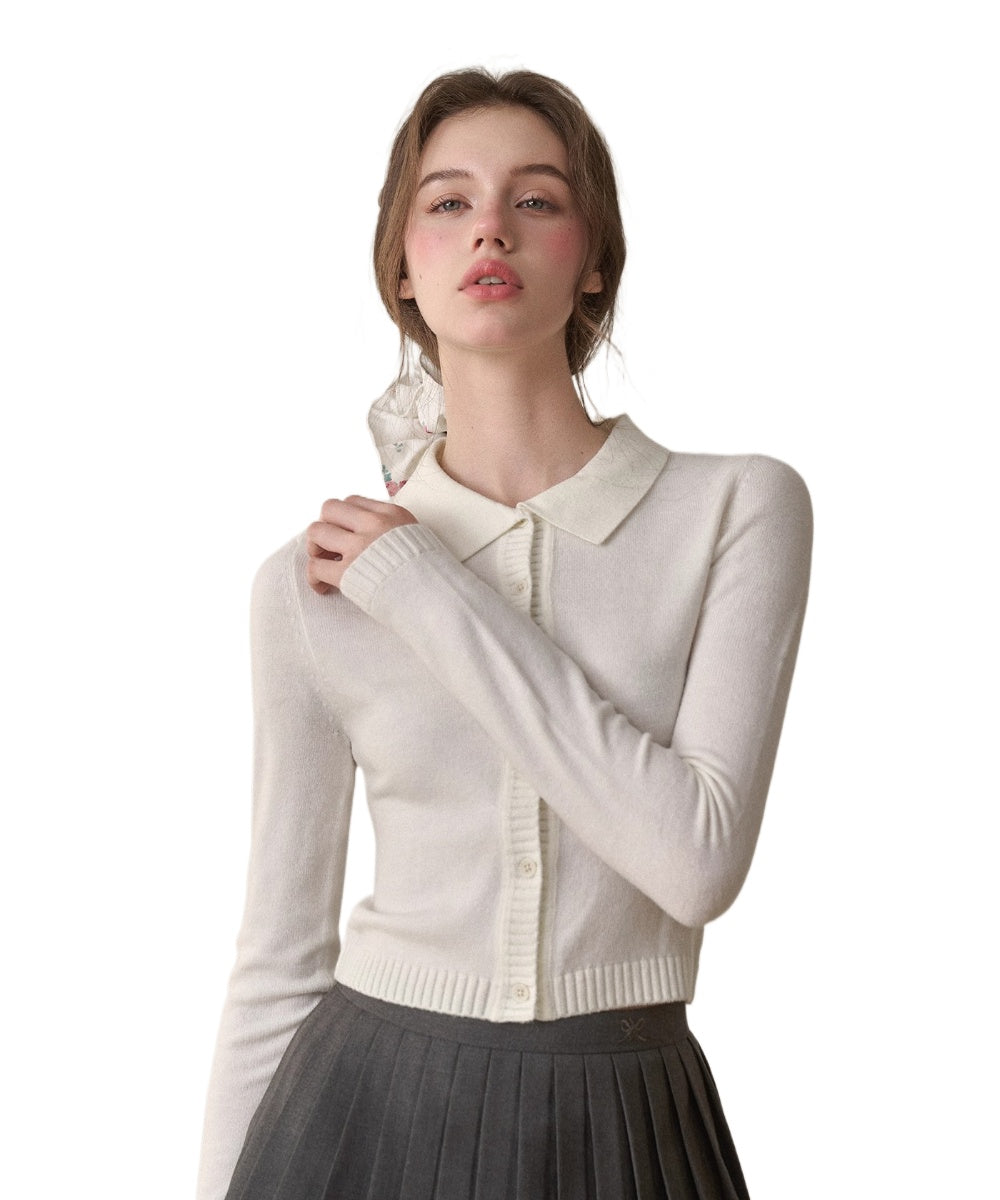 Silky Wool Cropped Cardigan