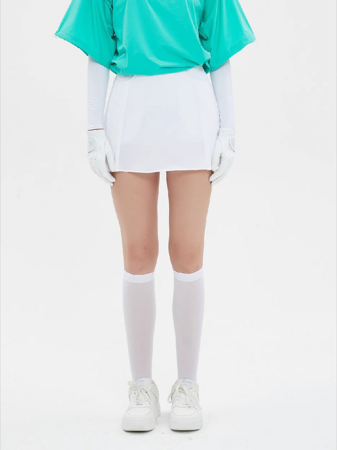 Golf High-neck Windbreaker Top &amp; A-line Skirt Set