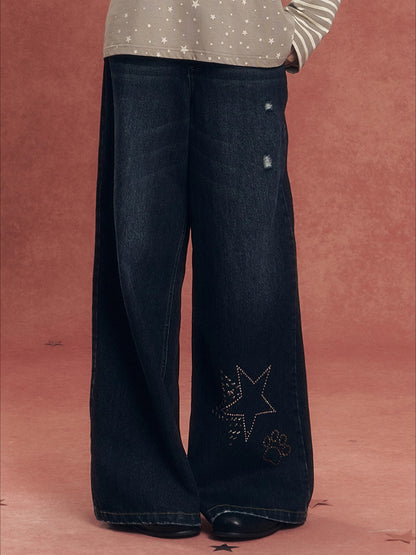 Vintage Washed Straight-Leg Denim Jeans