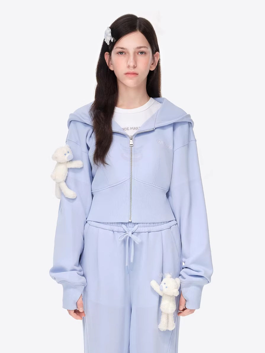 Slim-Fit Cropped Hooded Sweatshirt