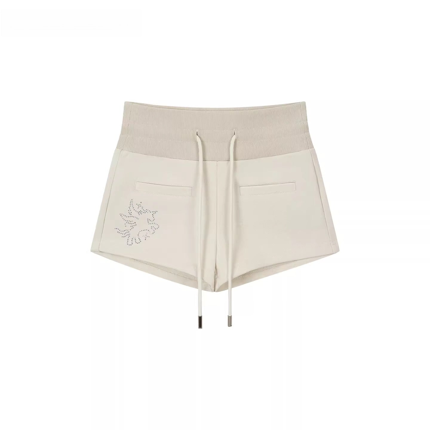 Rhinestone-Embellished Hooded Sweatshirt Jacket