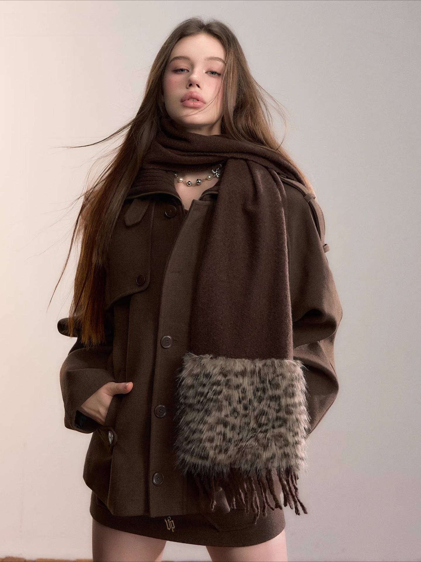 Wool-Blend Panelled High-Neck Puffer Jacket