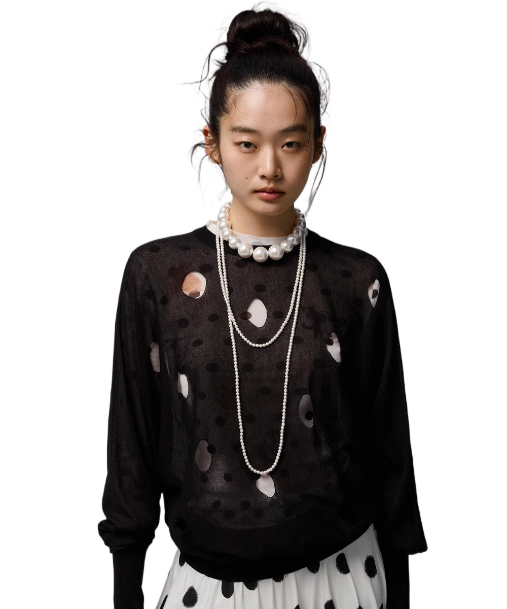 Polka Dot Knit Crewneck