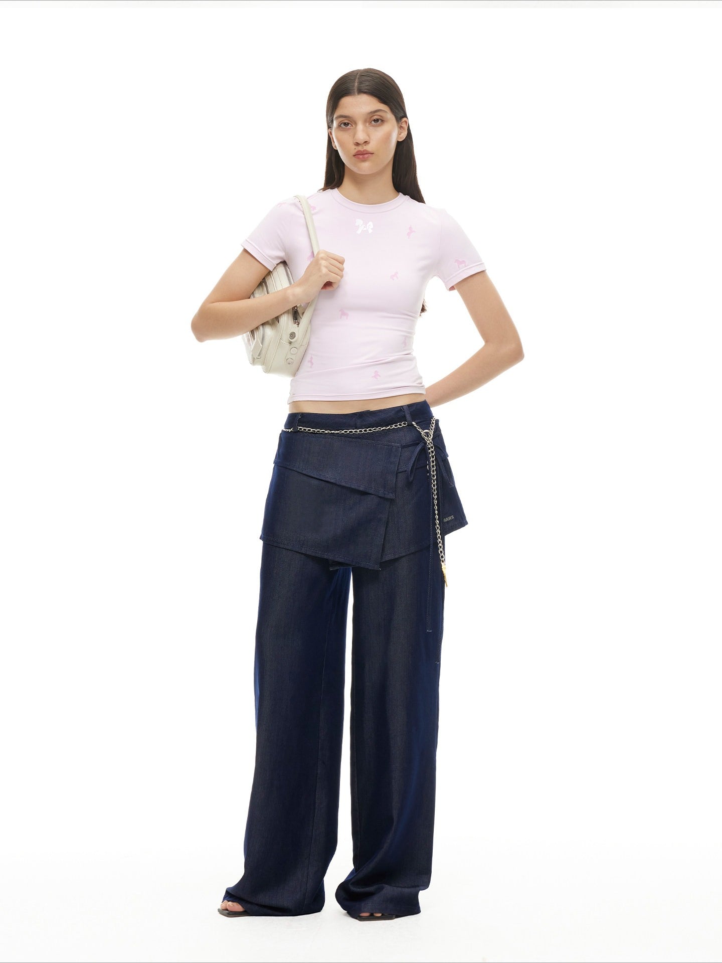 Layered Lyocell Denim Wide-Leg Trousers