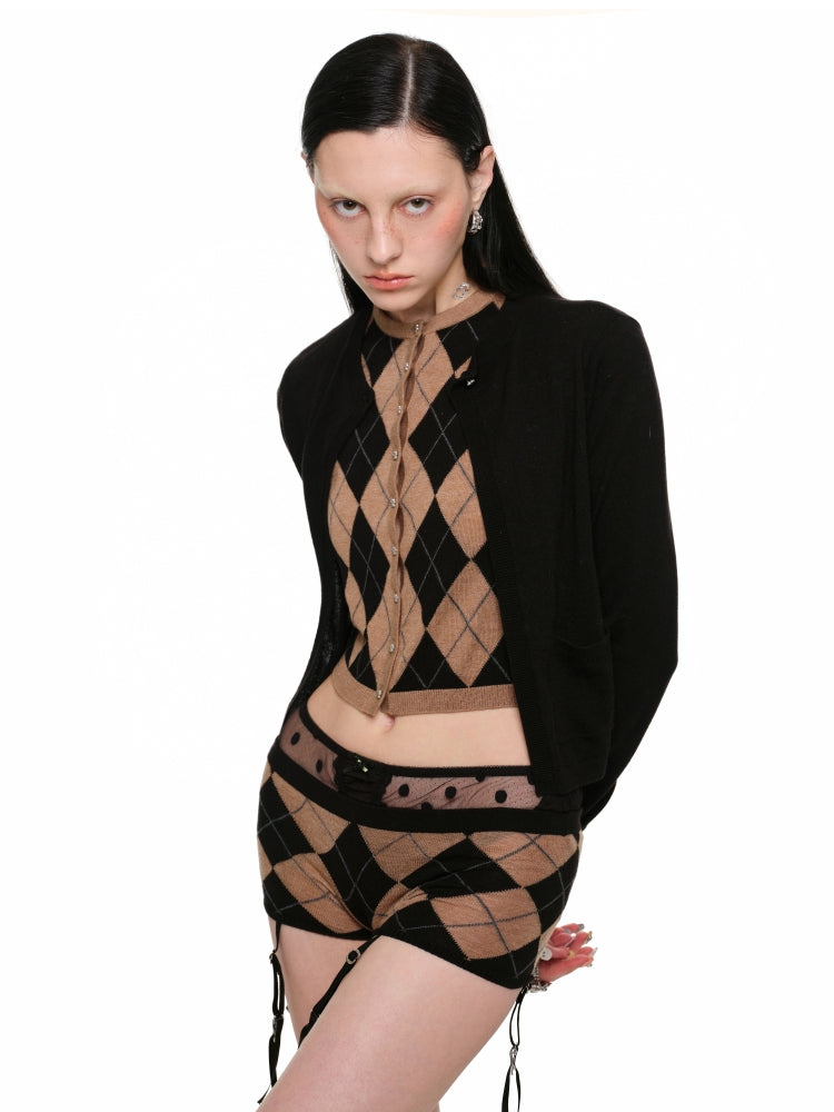 1JINN STUDIO Diamond Pattern Knitted Top &amp; Shorts Set – view 9
