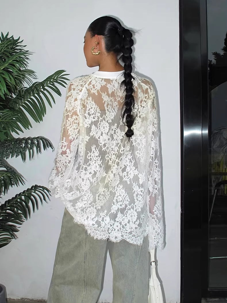 Washed Wide-Leg Denim Pants