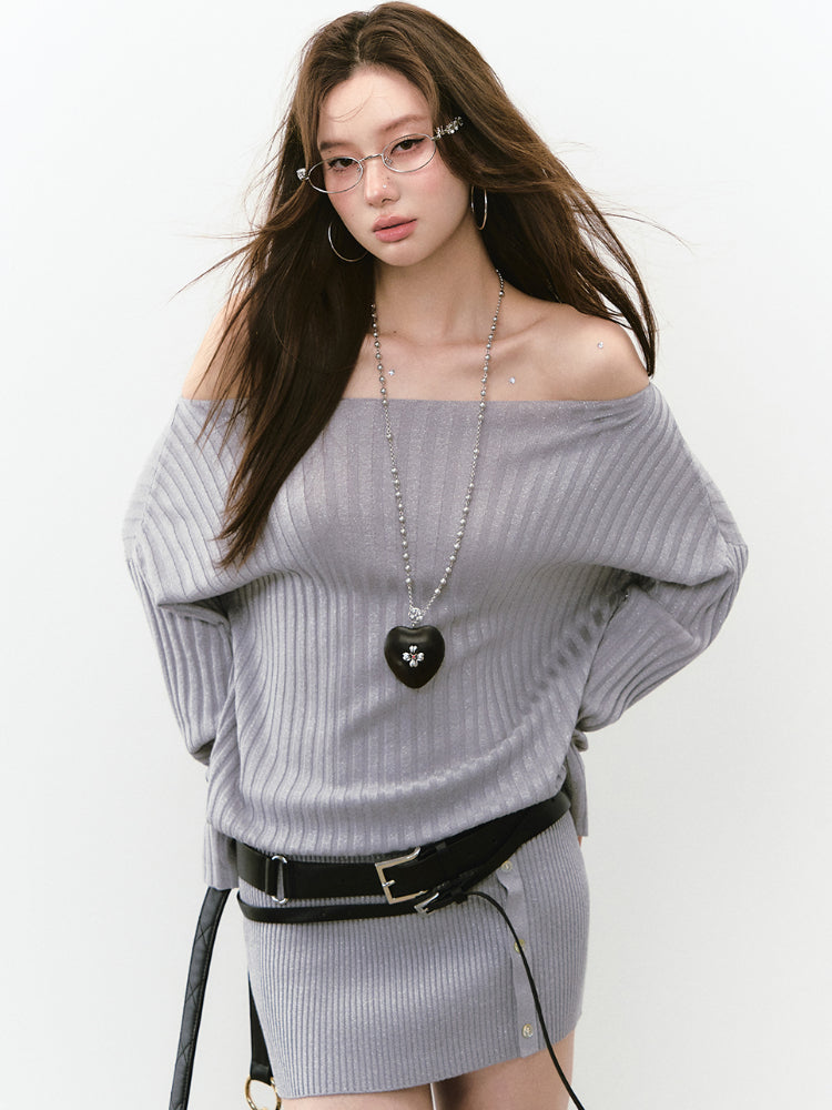 Thin One-shoulder Oblique-shoulder Button Dress - CHINASQUAD