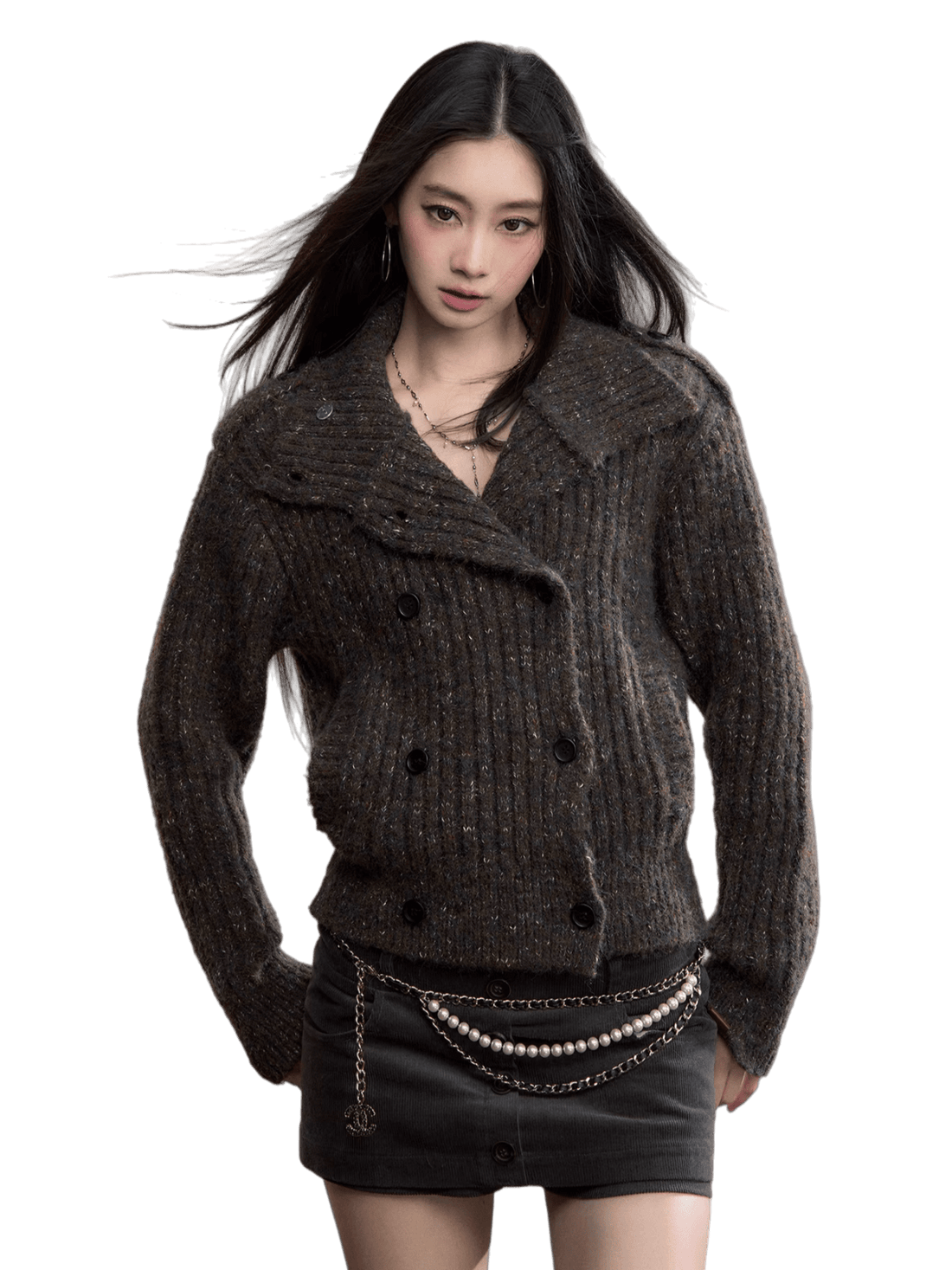 Multicolor Yarn Turtleneck Knit Turtleneck