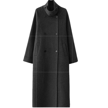 Armor-Collar Long Wool Coat