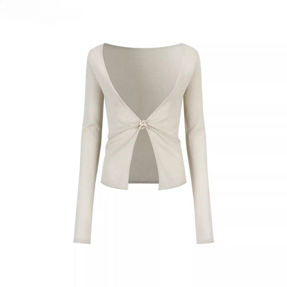 Shimmer Knit Tie-Front Cardigan