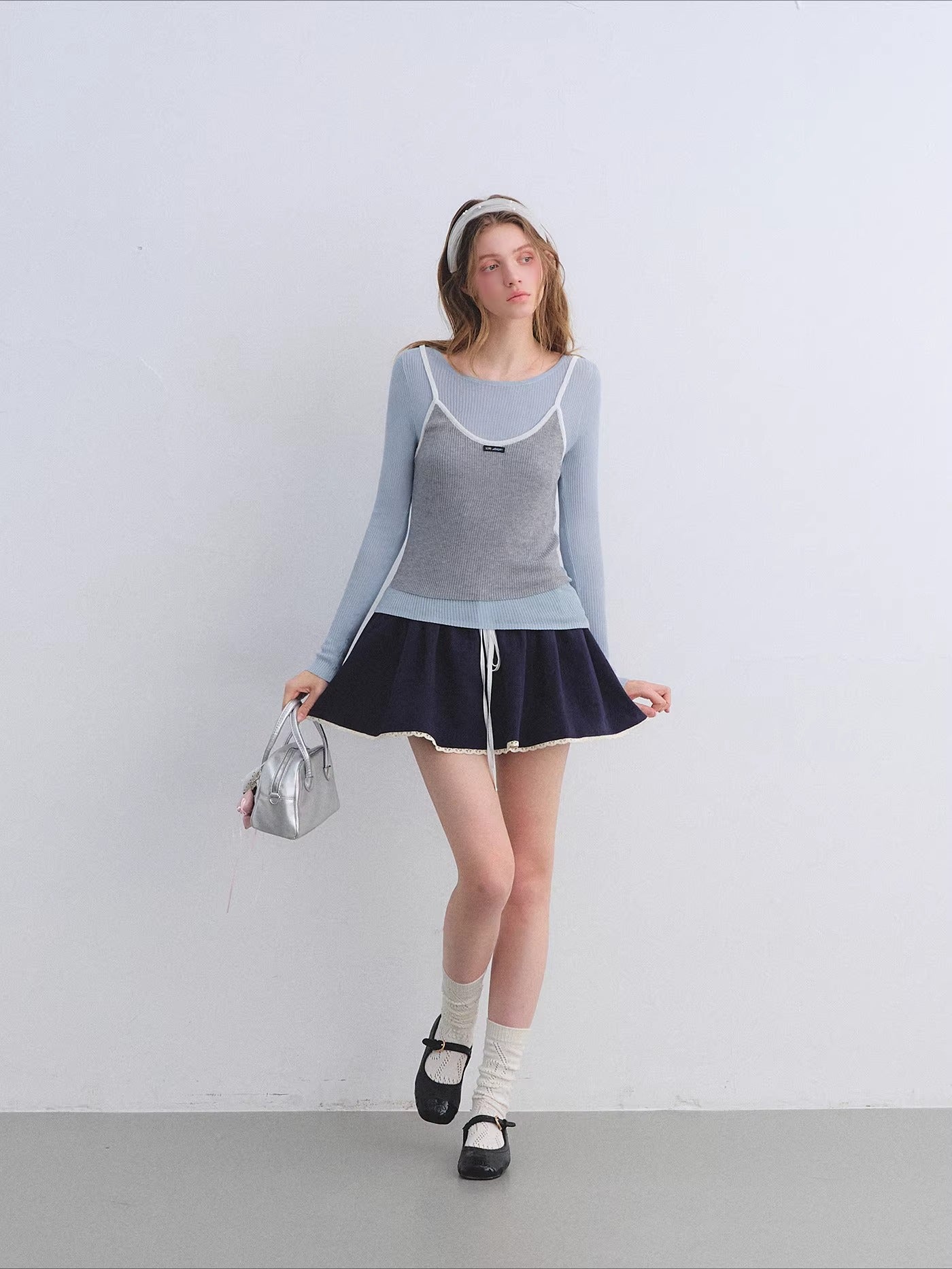 Layered Contrast Camisole Crewneck