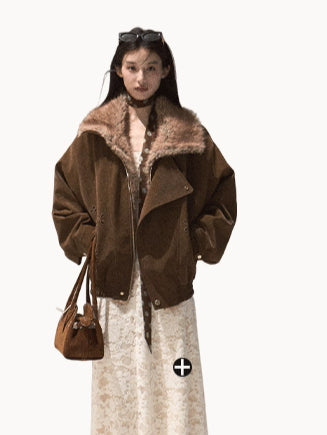 Fur-Collar Padded Short Jacket