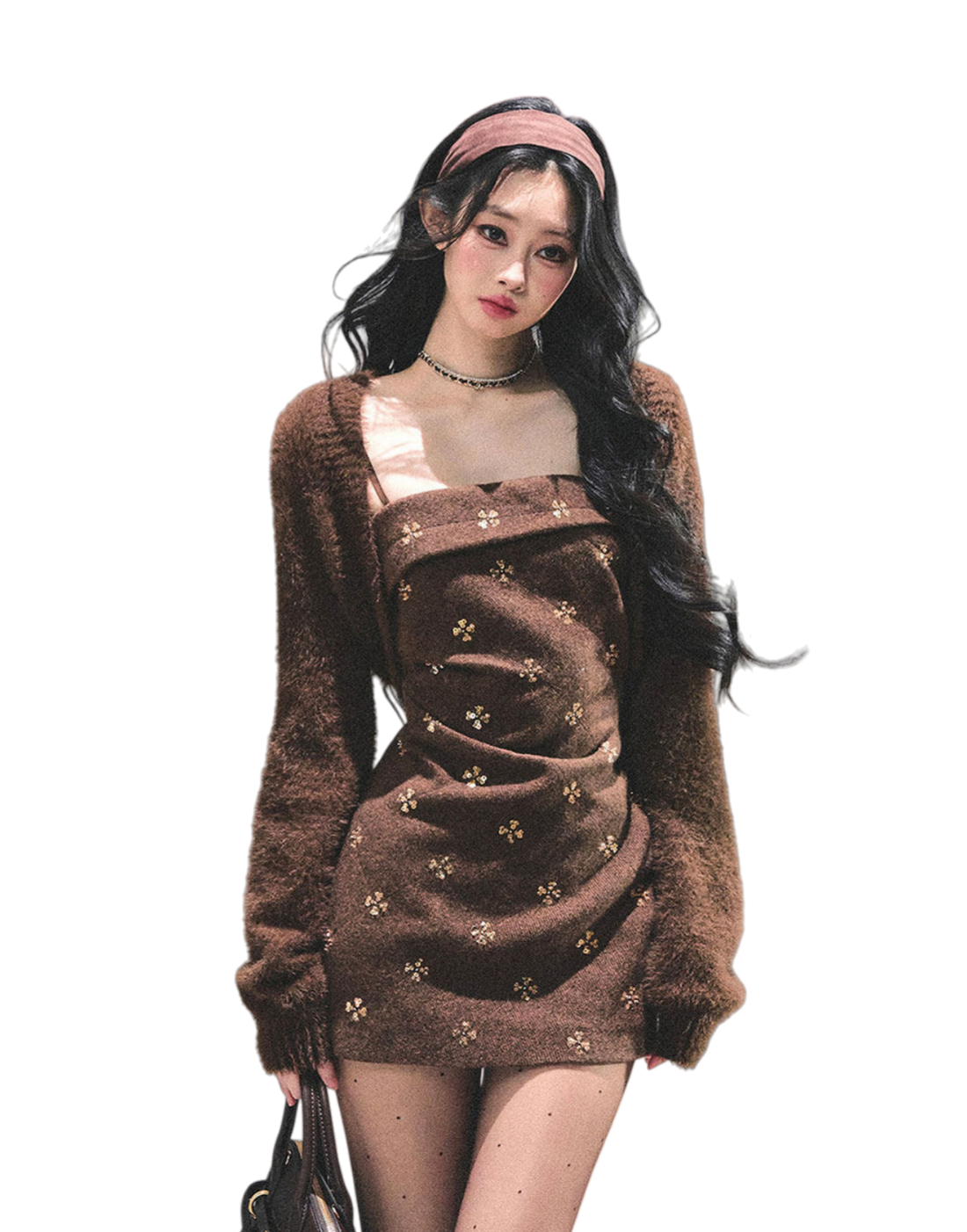 French Wool Strappy Bodycon Mini Dress