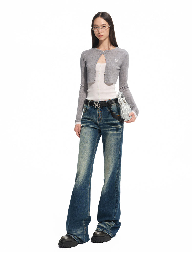 Fake Two-piece Layered Contrast-color Cardigan - CHINASQUAD