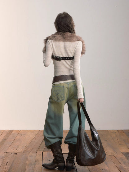 Sequin-Kissed Mélange Henley Knitwear