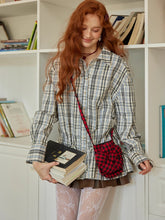 Plaid Panel Button-Down Long Shirt Dress - CHINASQUAD