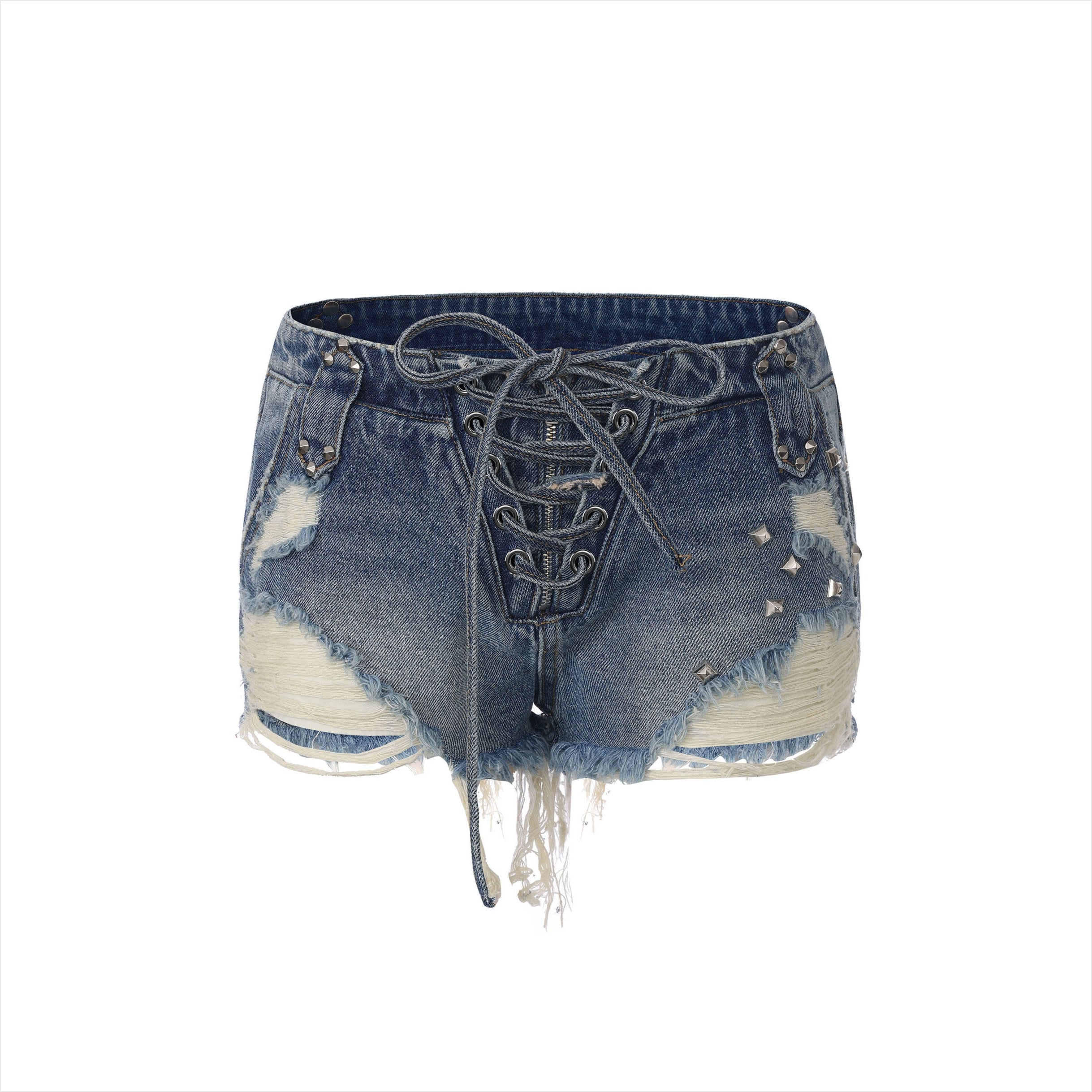 Vintage Distressed Punk Denim Shorts