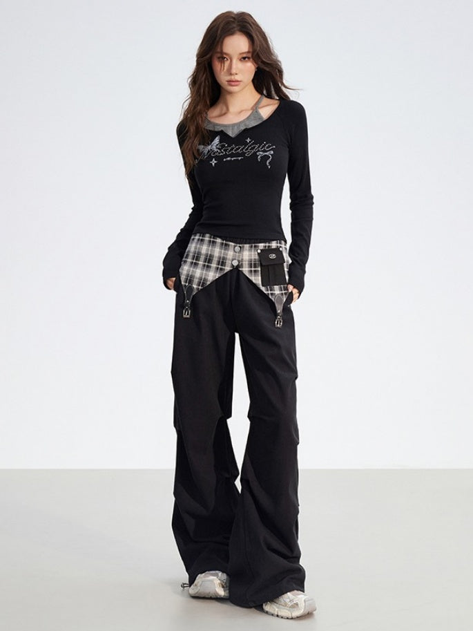 Butterfly Print Layered Slim-Fit T-Shirts