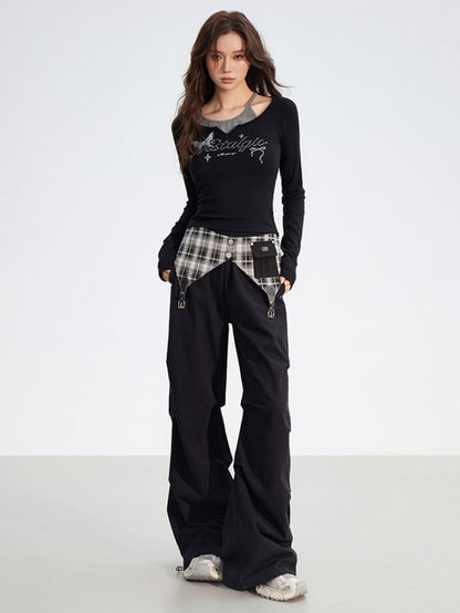 Butterfly Print Layered Slim-Fit T-Shirts