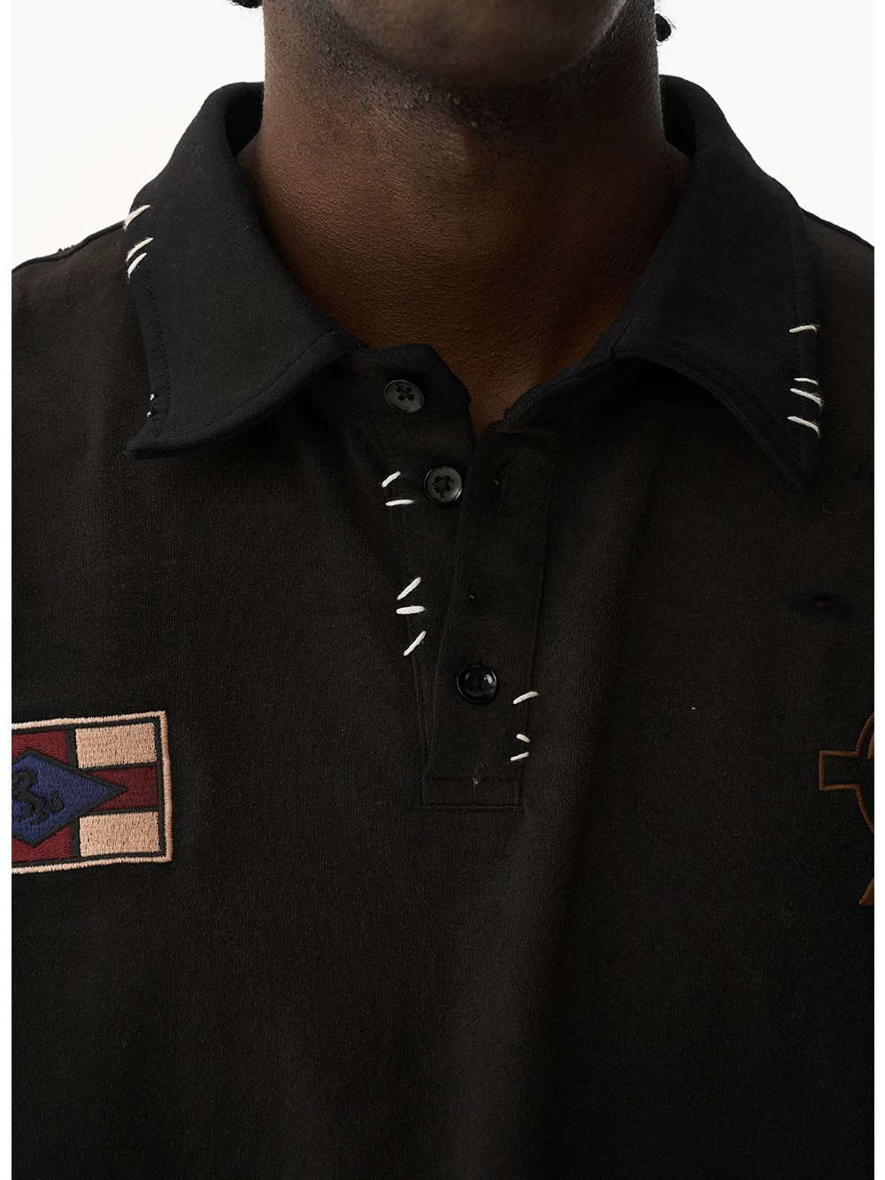 Washed Vintage Embroidered Knit Polo Shirt