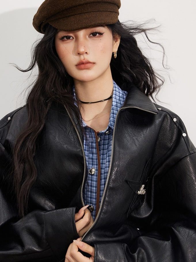 Zipper Moto Leather Jacket