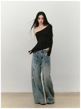 Shimmer Asymmetric Shoulder Irregular T-shirt - CHINASQUAD