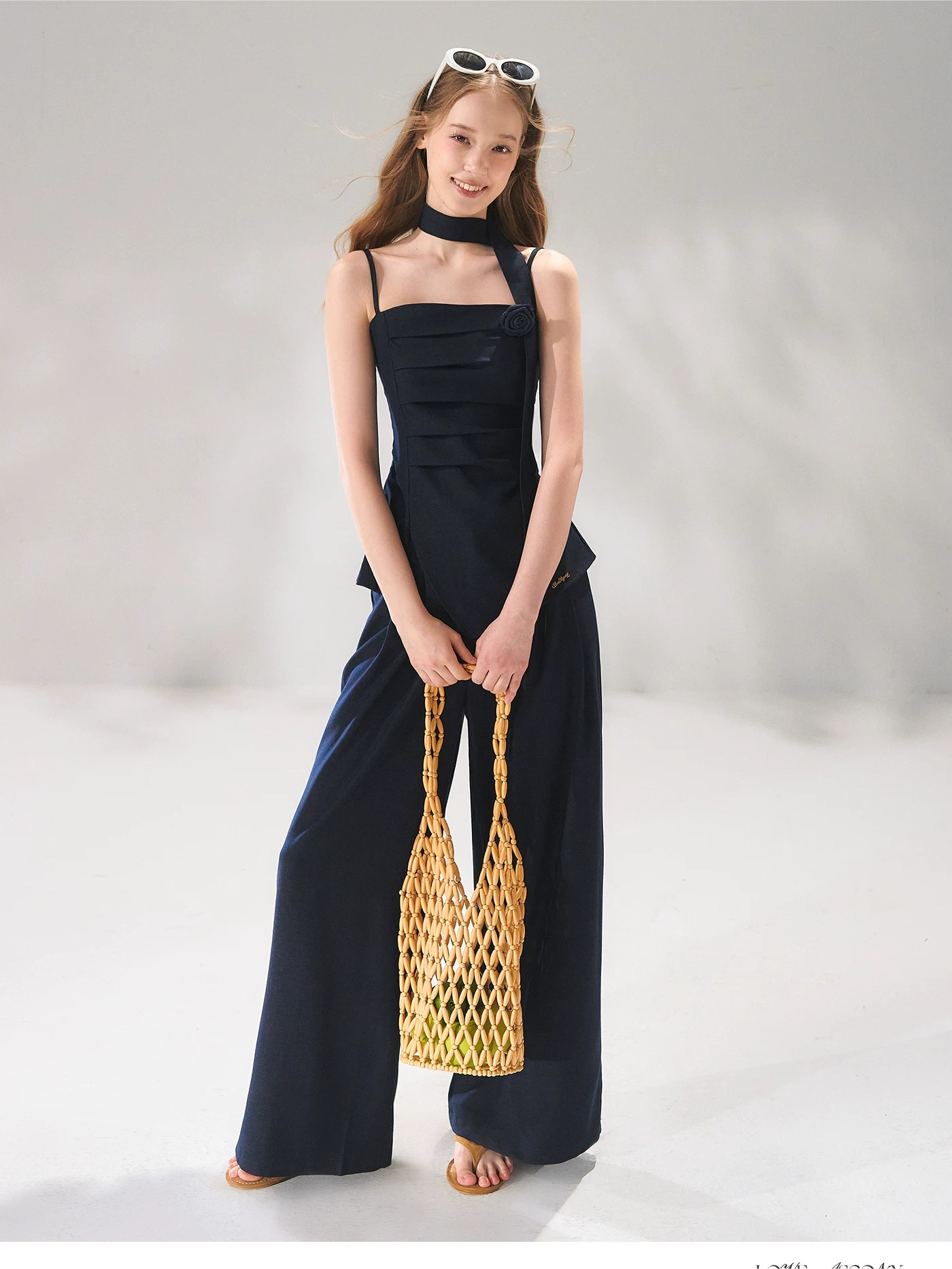 Denim-Inspired Camisole &amp; Wide-Leg Pants Set