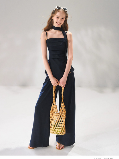 Denim-Inspired Camisole &amp; Wide-Leg Pants Set