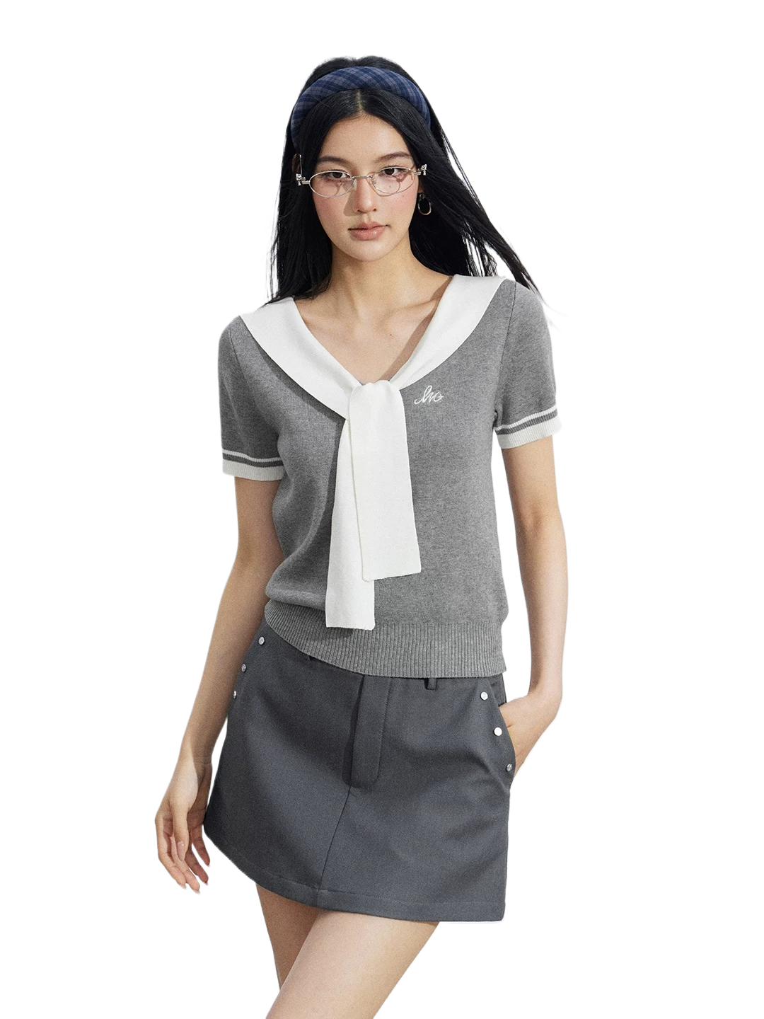 Lyocell Soft-Touch Layered Scarf Knit Top